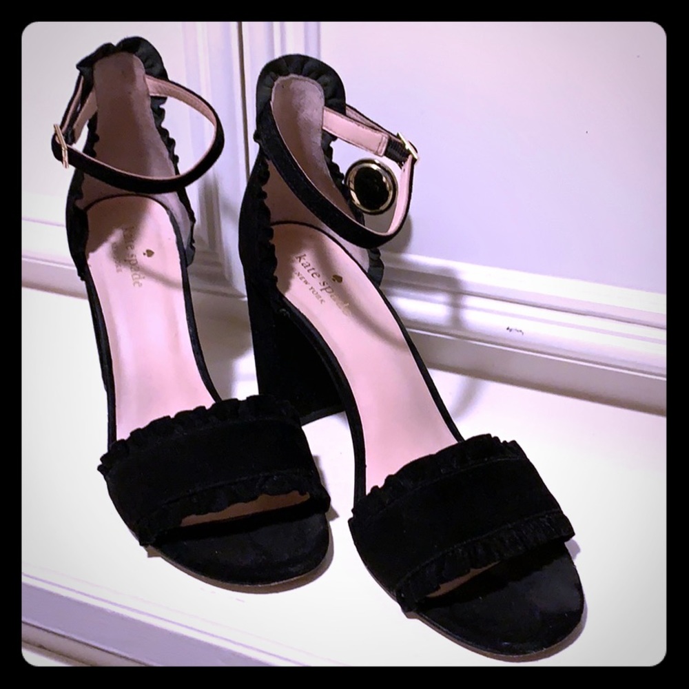 Black suede Kate Spade block heels. Gorgeous!